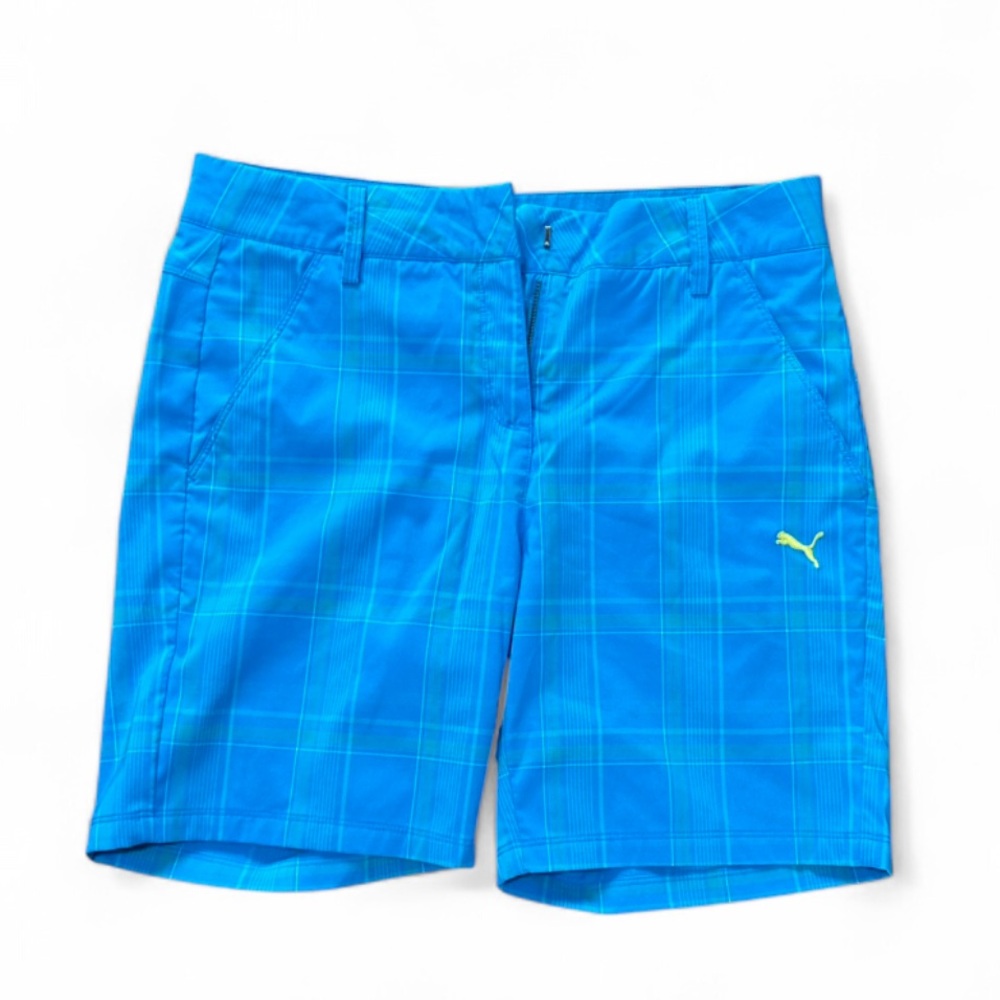 Puma Blue Plaid Athletic Shorts